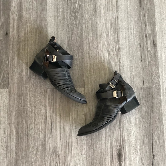 Jeffrey Campbell Black Distressed Stinson Booties - Picture 4 of 10